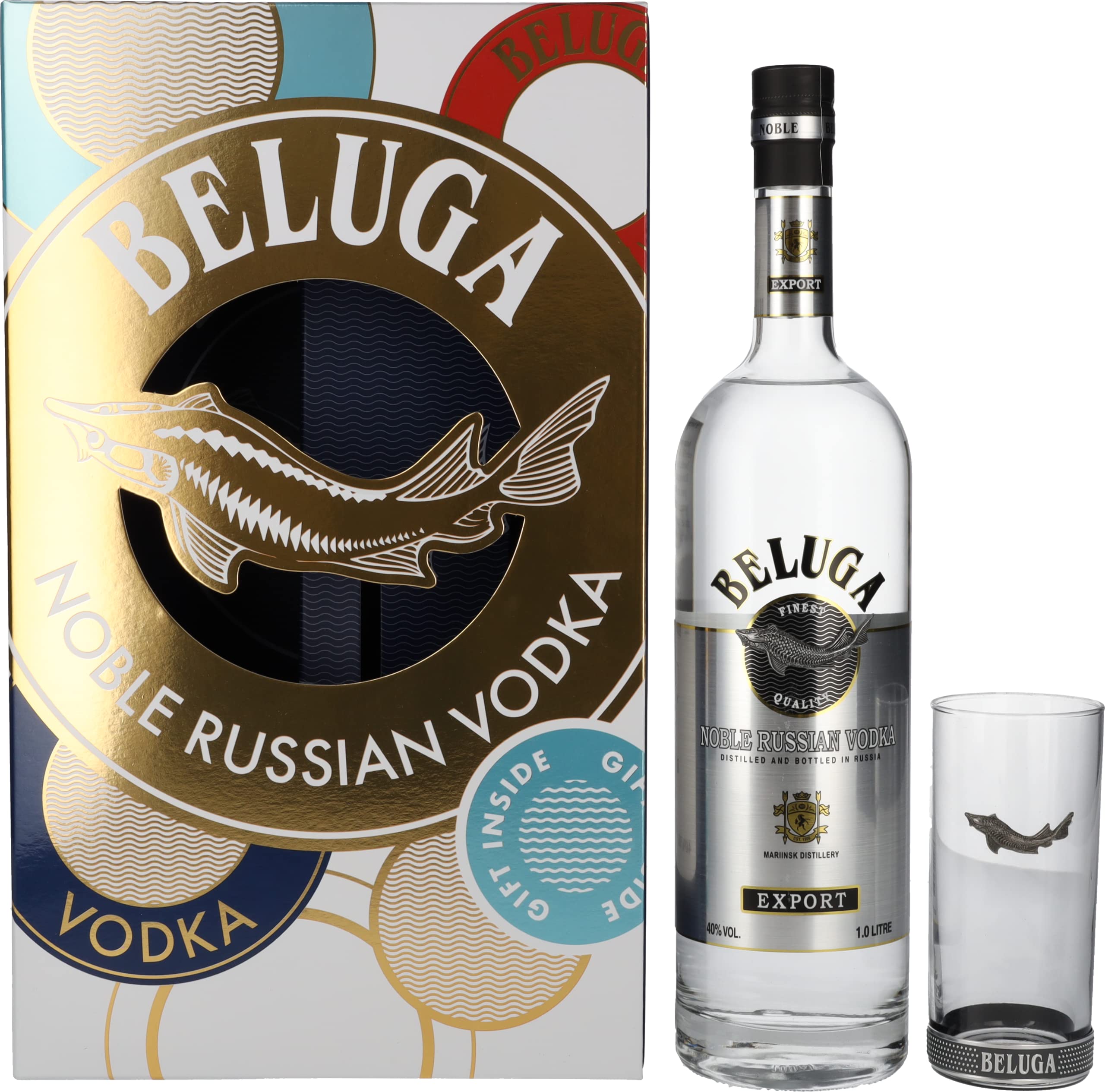 Beluga Noble Russian Vodka Export 40% Vol. 1 Litre in Gift Box